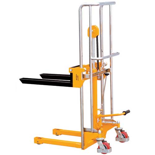 ToryCarrier Manual Pallet Stacker Hydraulic Lifting 63”Height Tools with Adjustable Forks 1100lbs Capacity Material Lift 